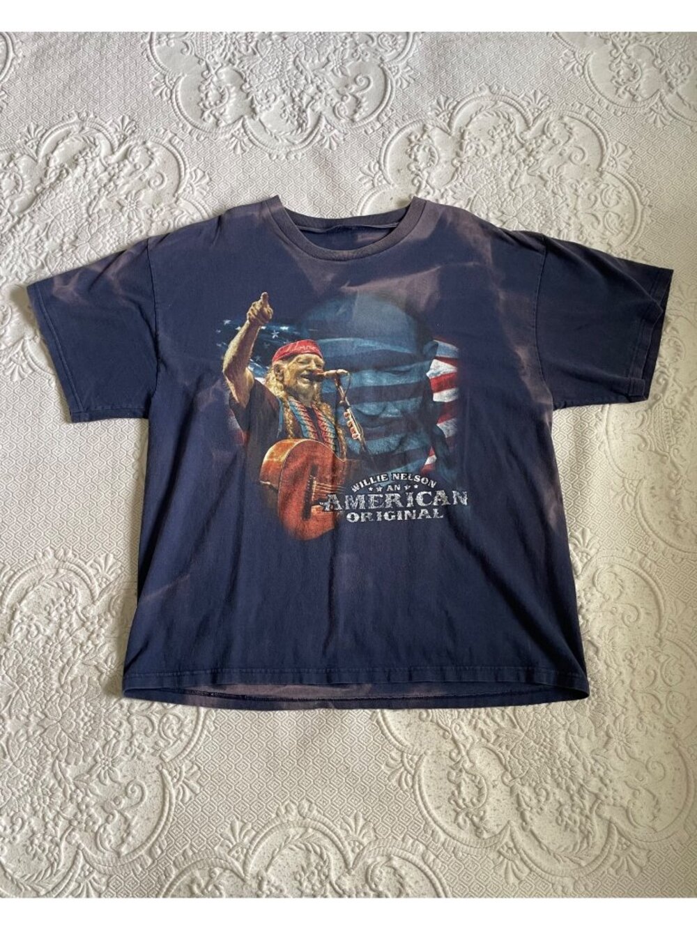 Willie Nelson An American Original Graphic T-shirt Men Adult Large Blue